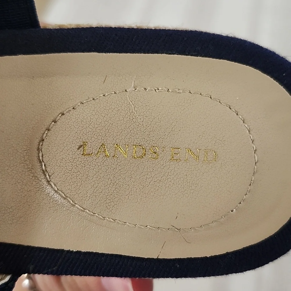 Lands End Slip On Espadrille Sandals Coastal Nautical Womens 7